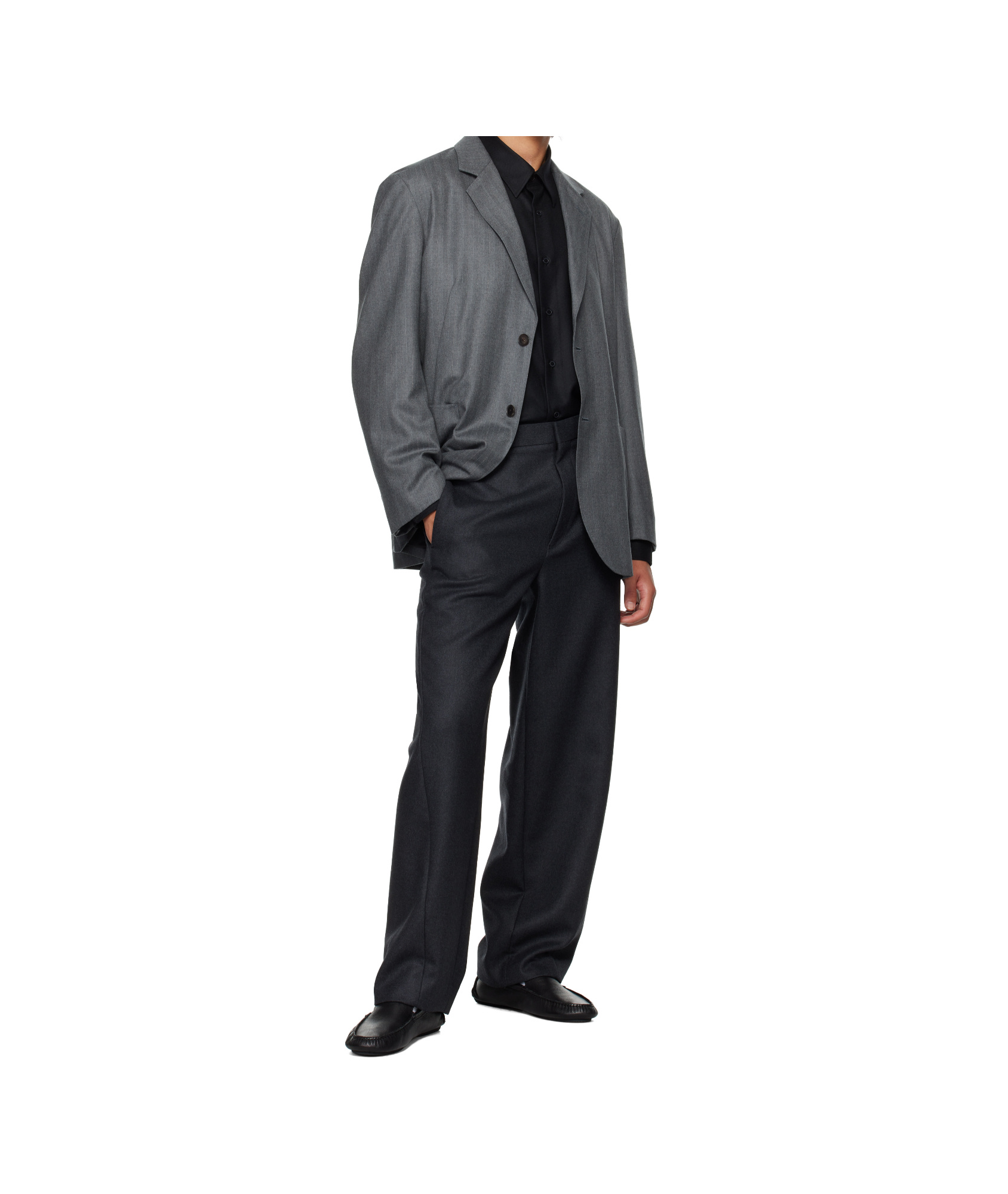 Auralee Pinstriped Flannel Blazer In Gray