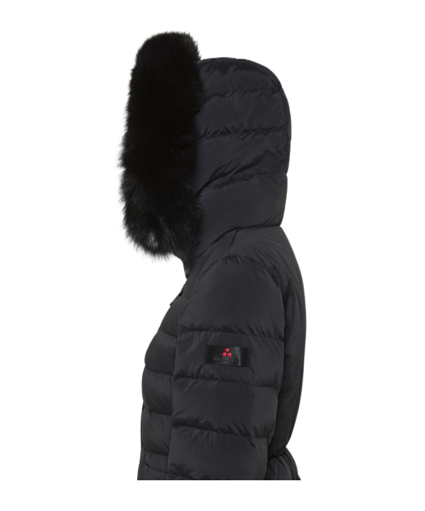Peuterey Short Hooded Down Jacket With Fur In Black