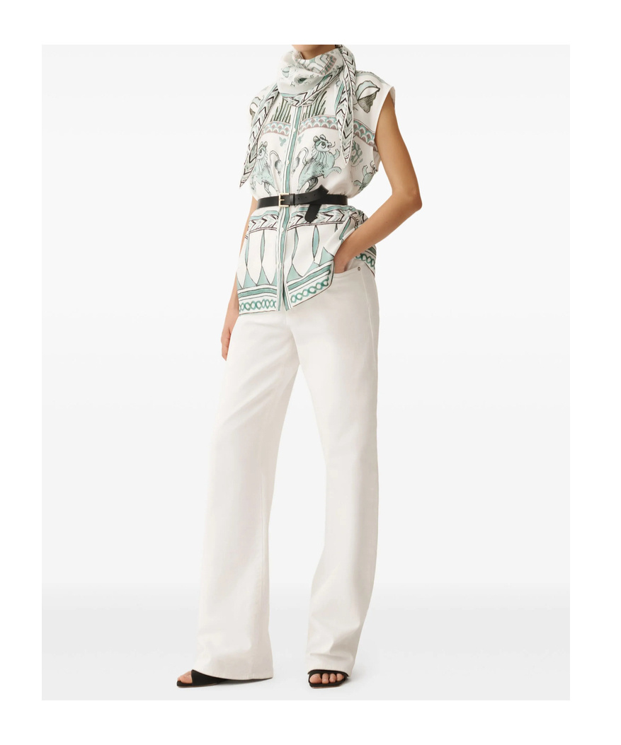Fabiana Filippi Loose Fit Sleeveless Silk Twill Shirt In White