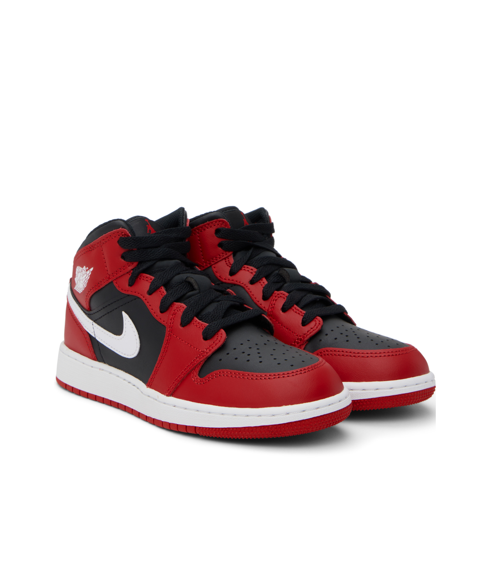 Nike Big Kids Black & Red Air Jordan 1 Mid Sneakers In Black Red