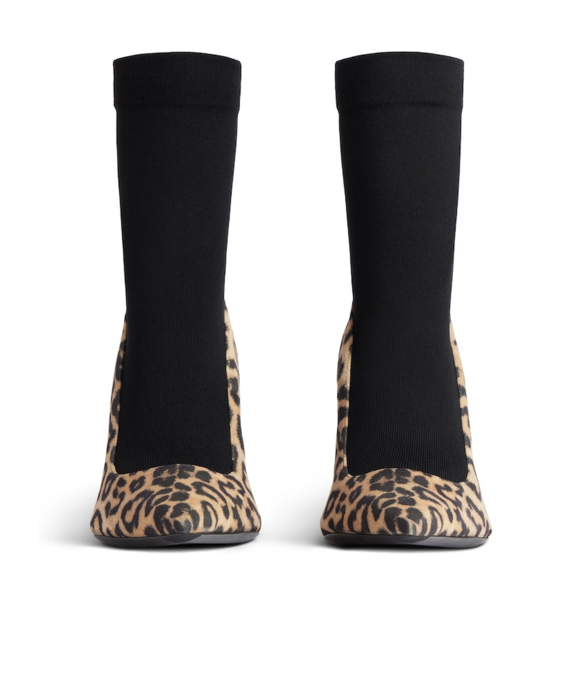 Balenciaga Printed Suede Avenue Sock Pumps In Black