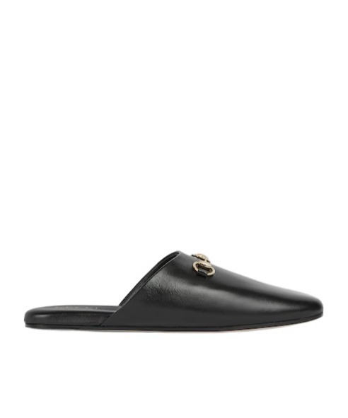 Gucci Women Black Nappa Leather Mules With Horsebit In Black