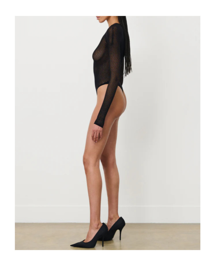 Wardrobe.nyc Long-sleeved Mesh Bodysuit In Black