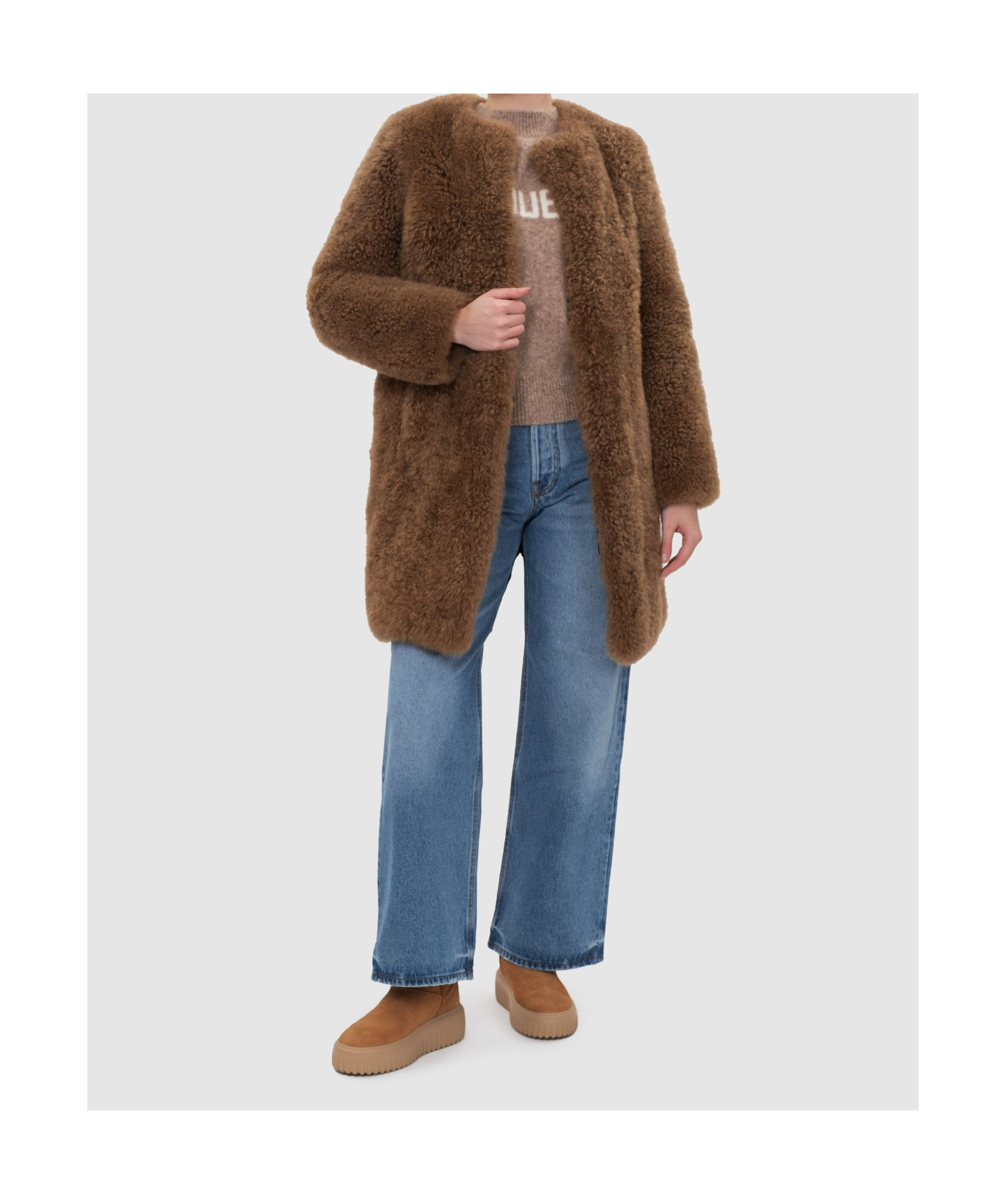 Shop Yves Salomon Belted Coat In Brown