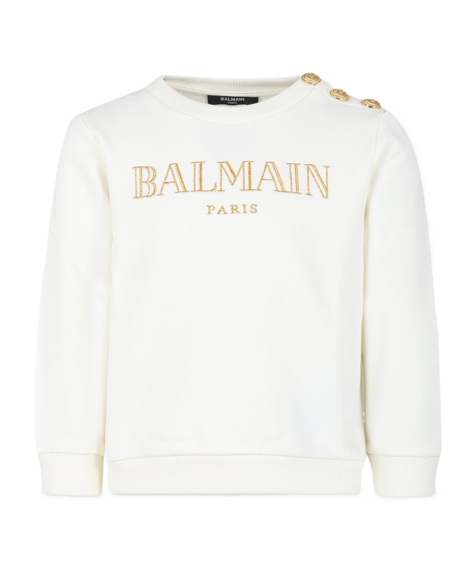 Balmain Ivory Sweatshirt For Girl With Logo In White