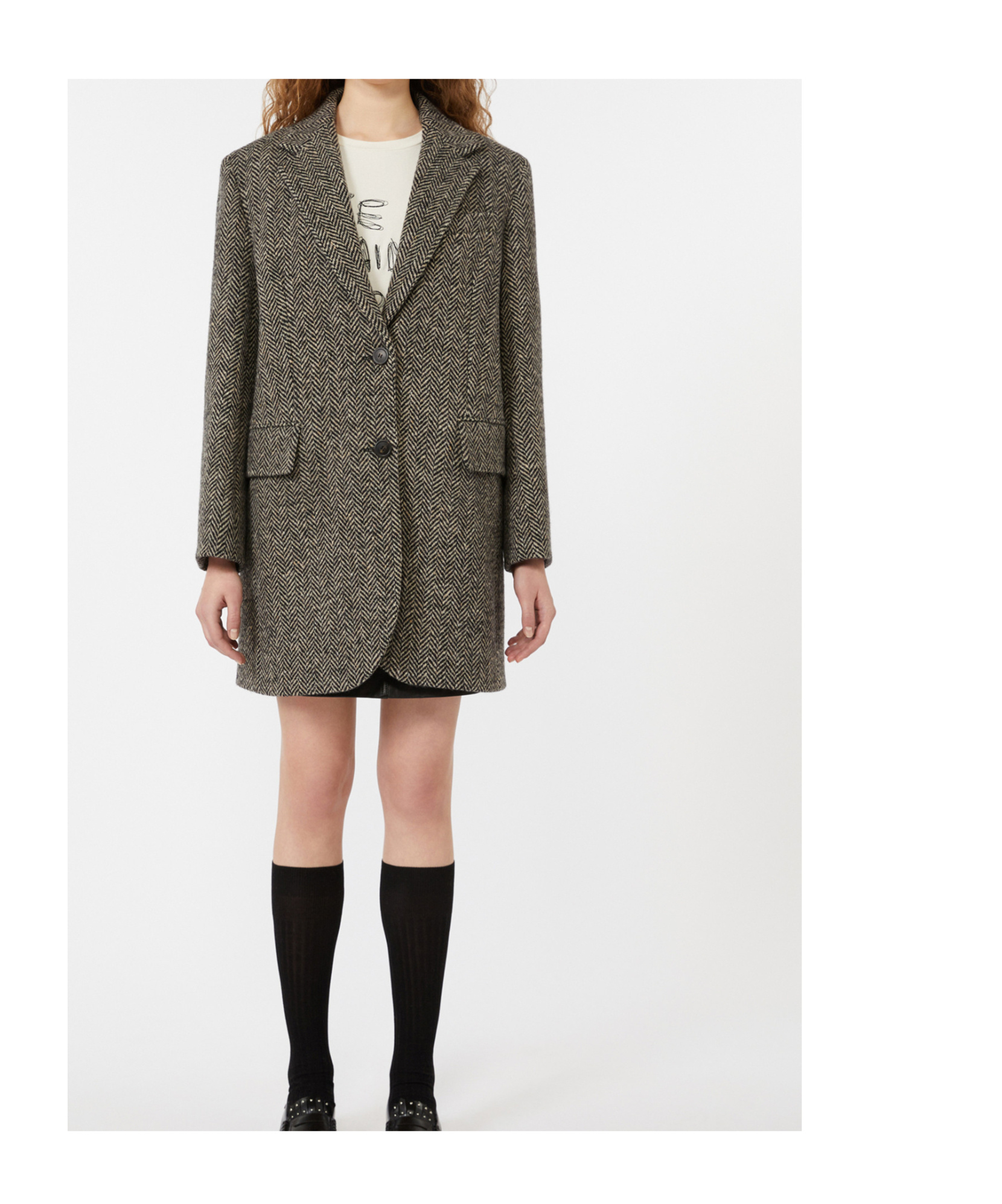 Weekend Max Mara Abrigo De Cierre Sencillo De Tweed In Gray