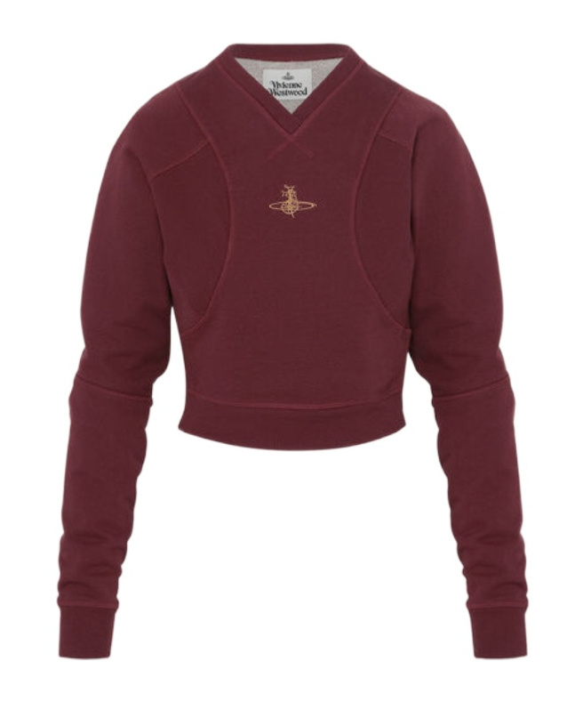 Vivienne Westwood Orb-embroidered V-neck Sweater In Burgundy