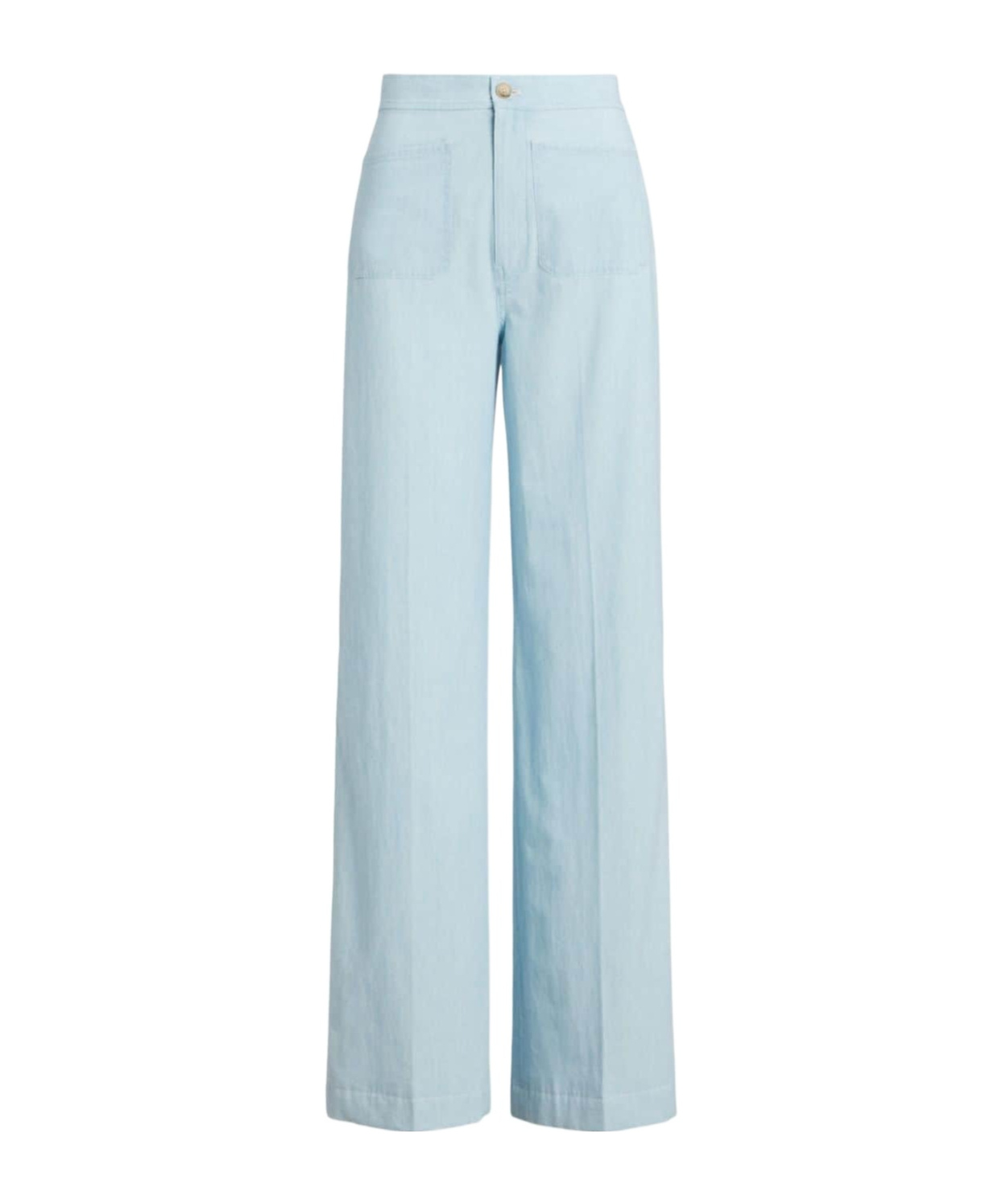 Polo Ralph Lauren Leaton Wide-leg Chambray Trousers In Blue