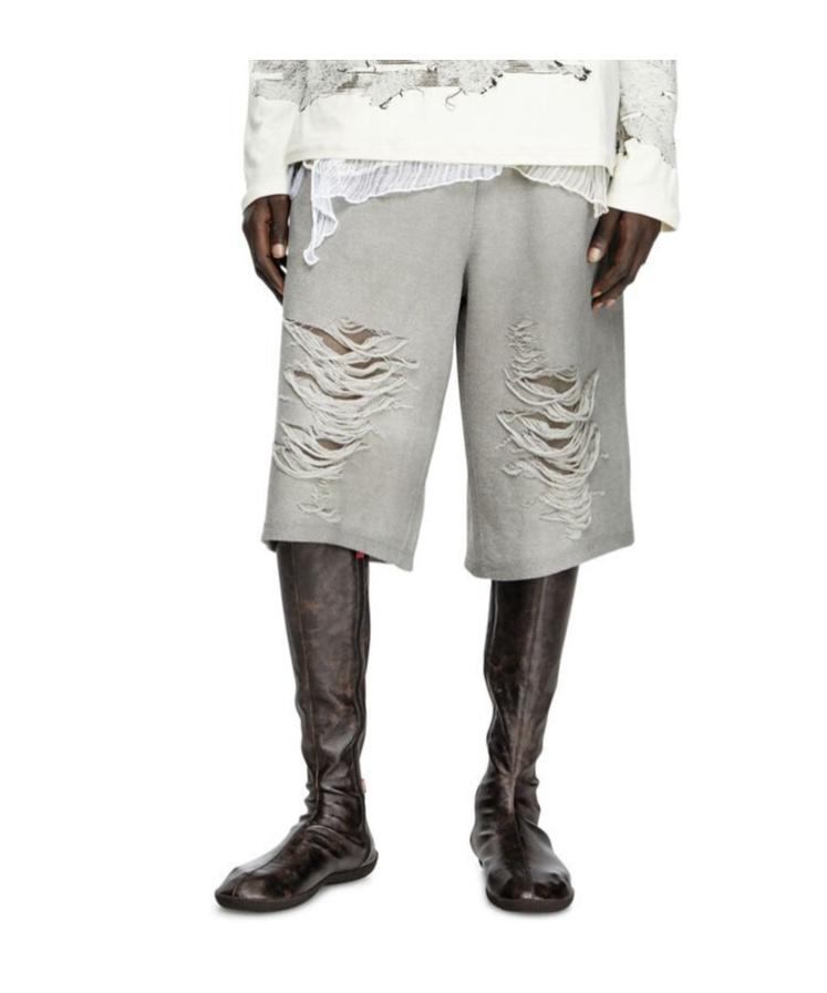 Diesel Shorts With Distressed Knees In Grey