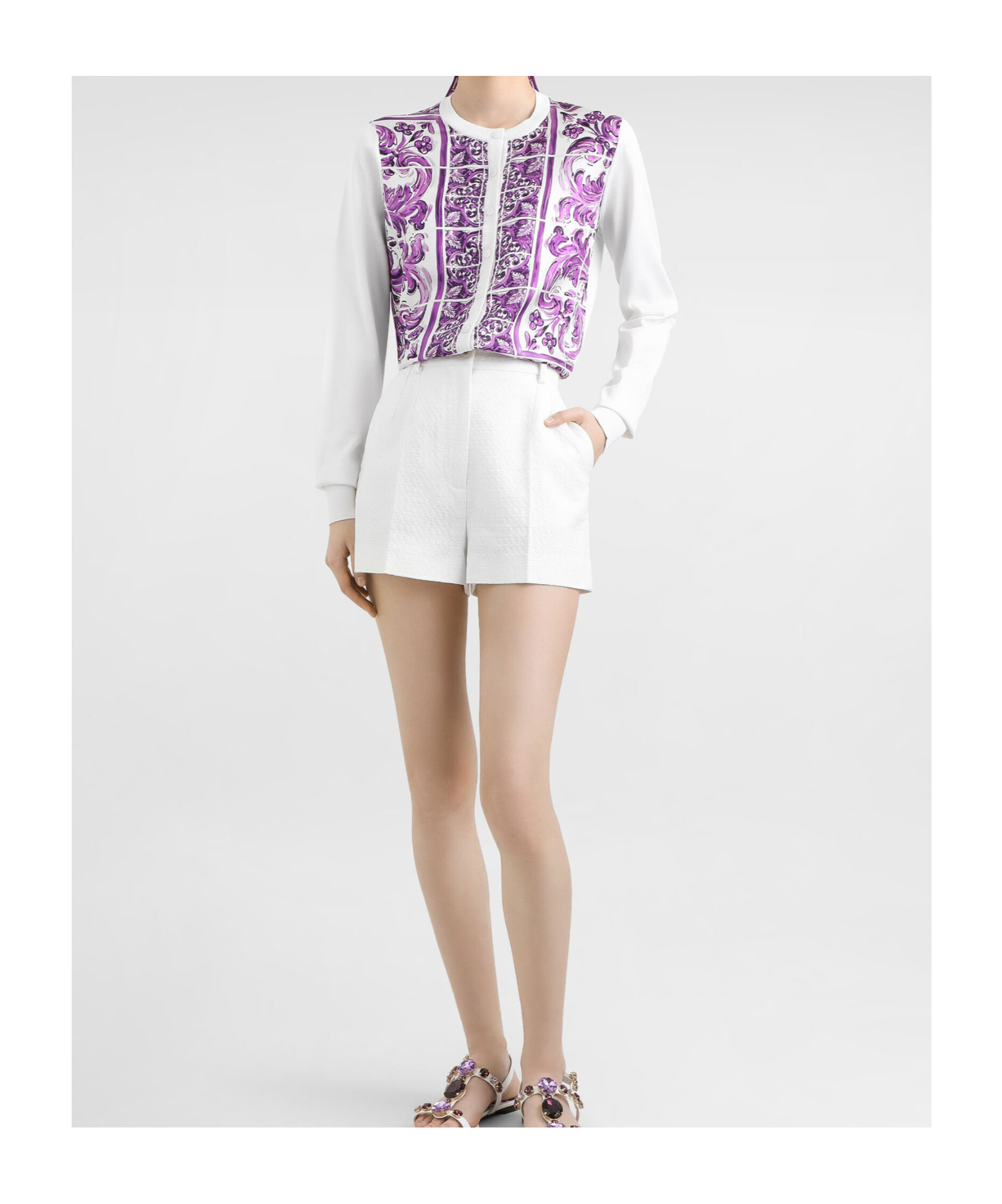 Dolce & Gabbana Women Maiolica Print Silk Cardigan