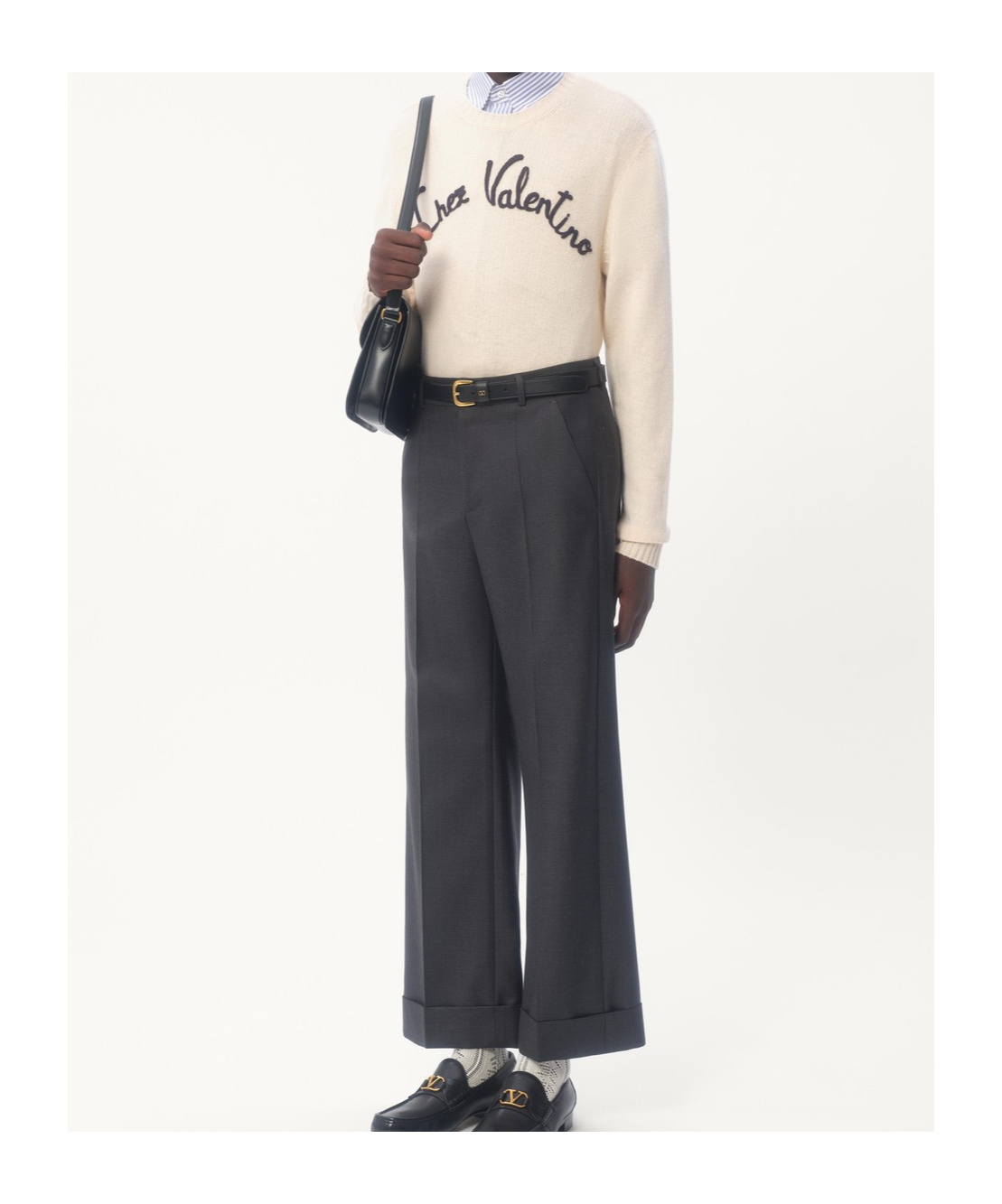 Valentino Beige Embroidered Wool Sweater In Nude