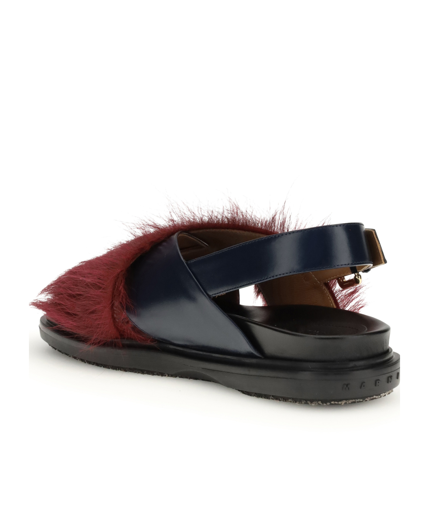 Marni Fussbett Plush Cross-strap Sandals In Black