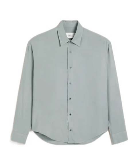 Ami Alexandre Mattiussi Buckle Long-sleeved Shirt In Gray