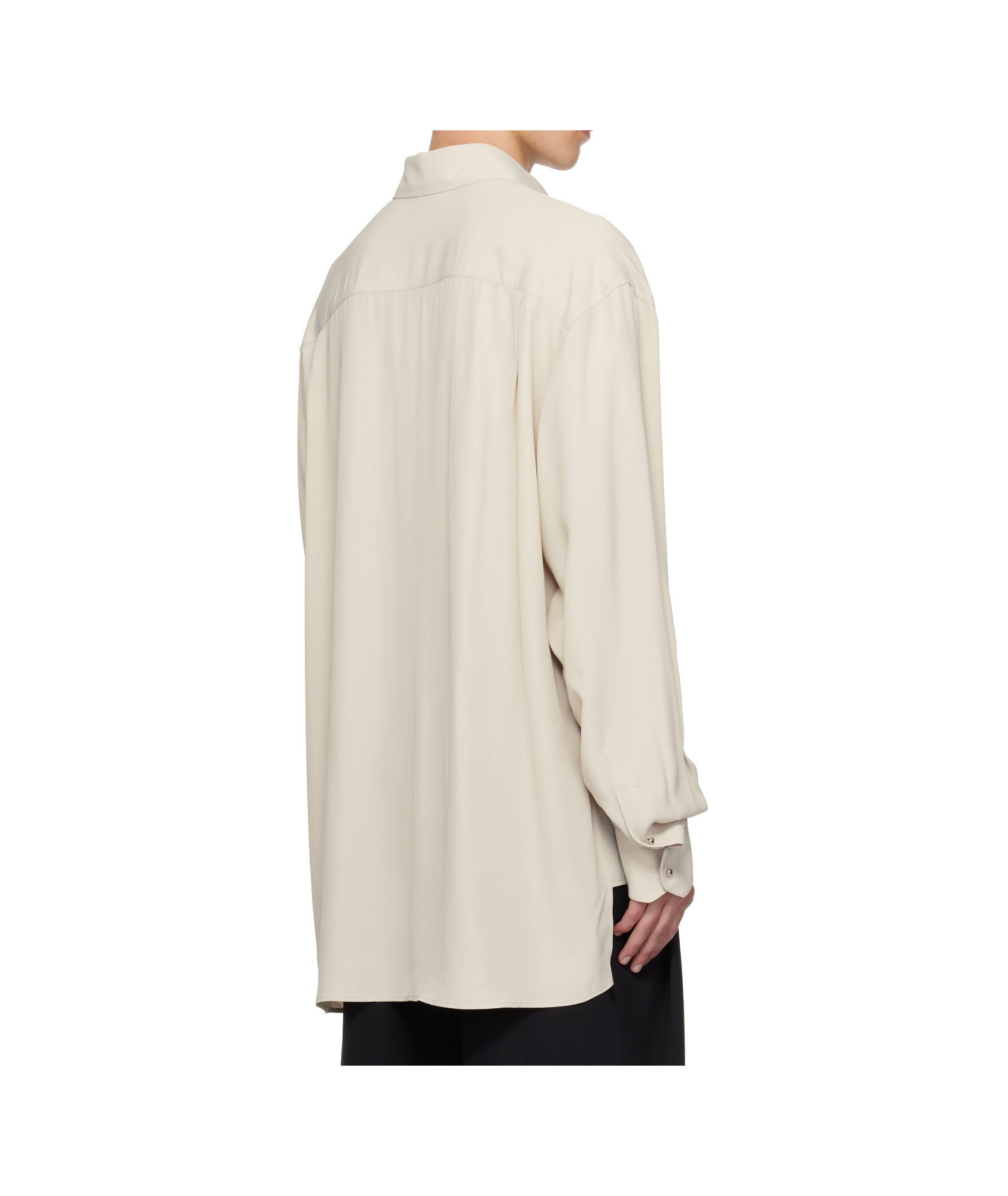 Mugler Buttoned Long-sleeved Shirt In Neutral