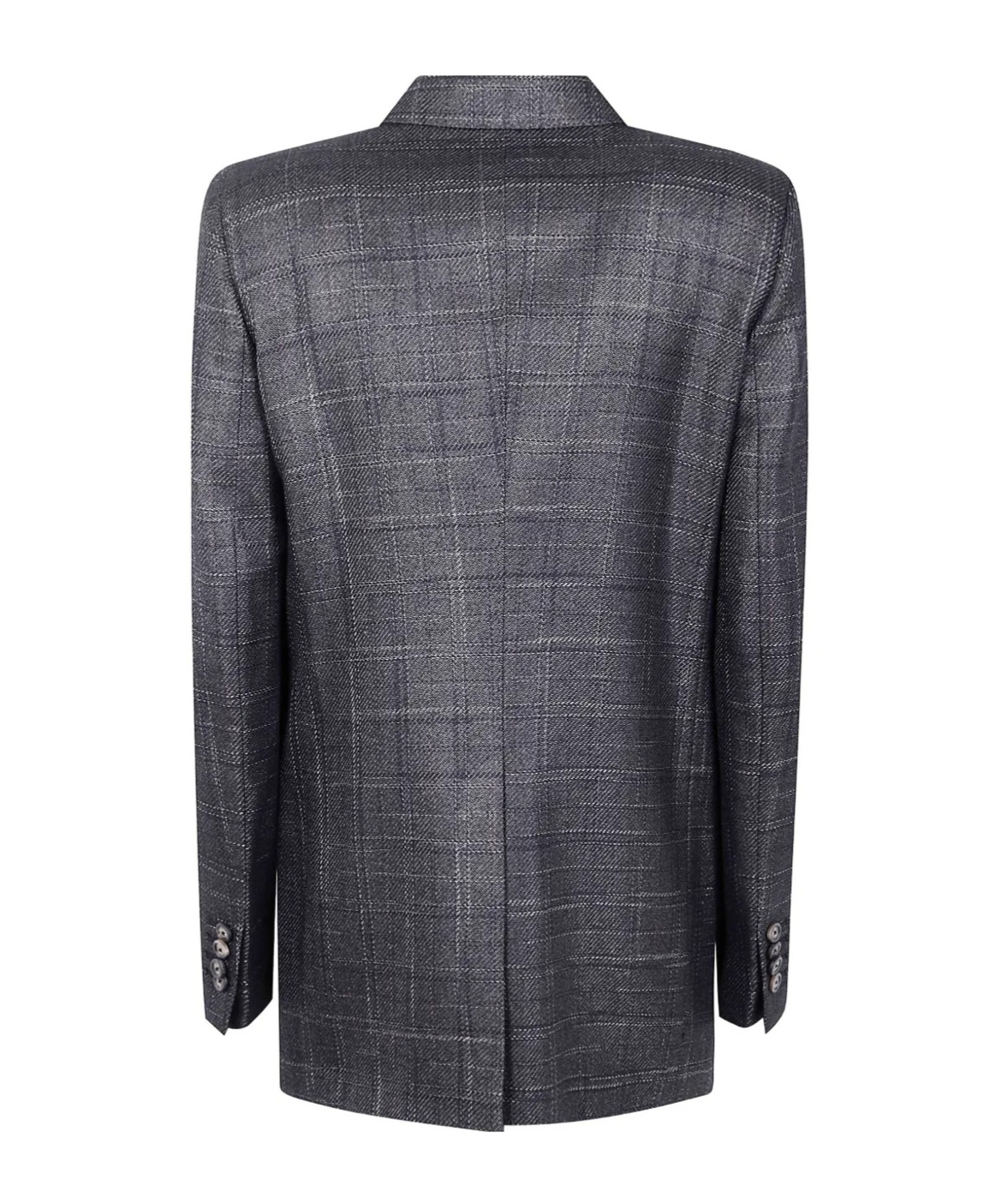 Tagliatore Black Double-breasted Checked Wool Blazer In Gray