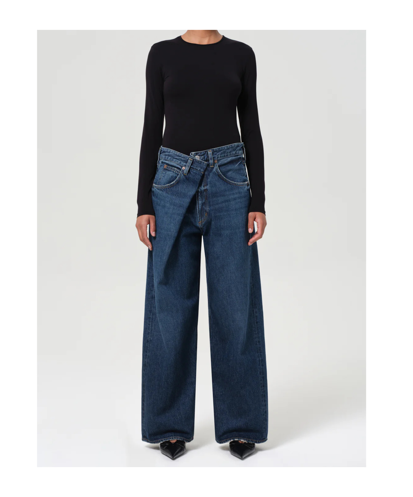 Agolde Denim Trousers With Belt Loops In Blue