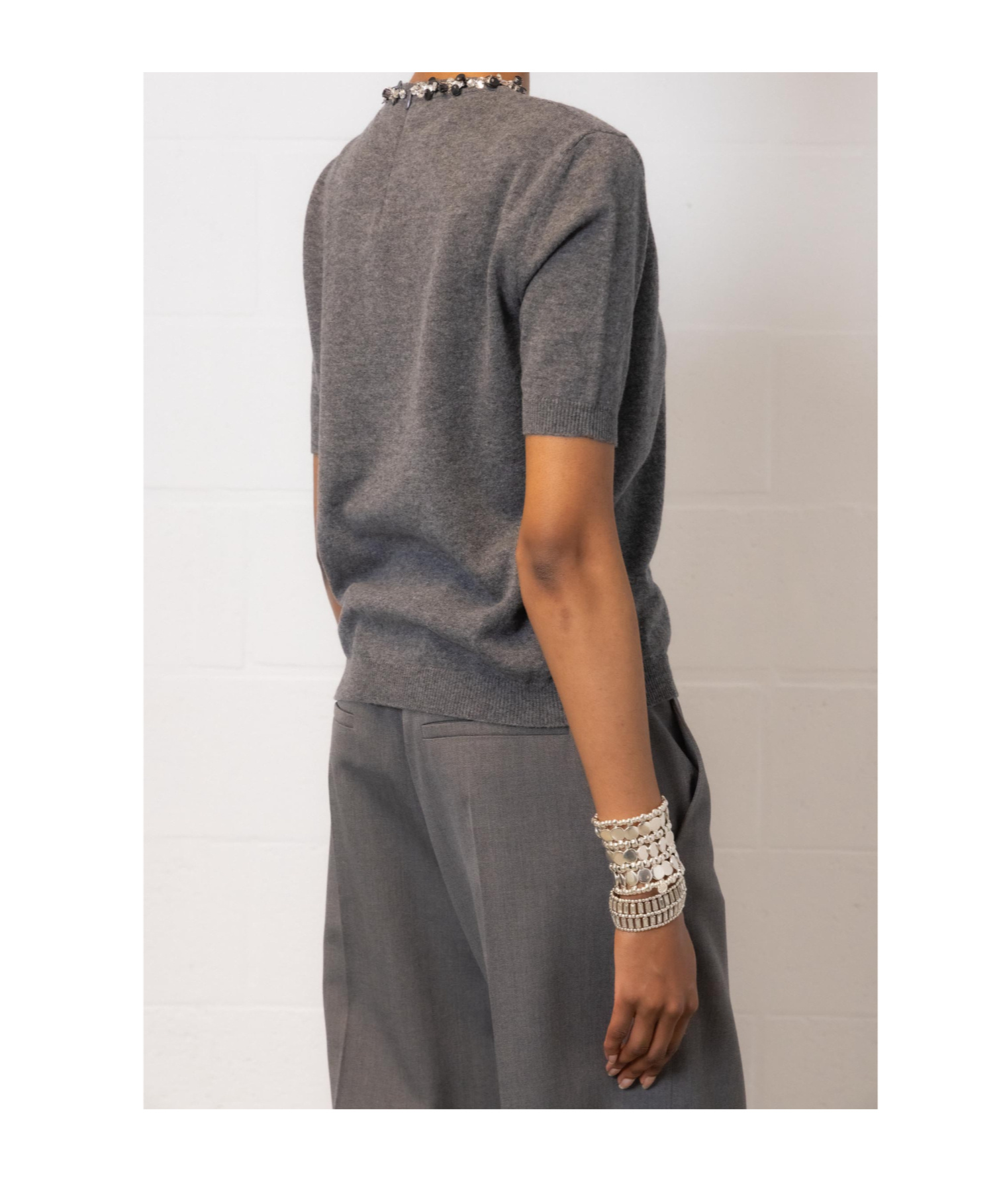 Valentino Wool Knit Sweater With Embroidered Neckline In Black