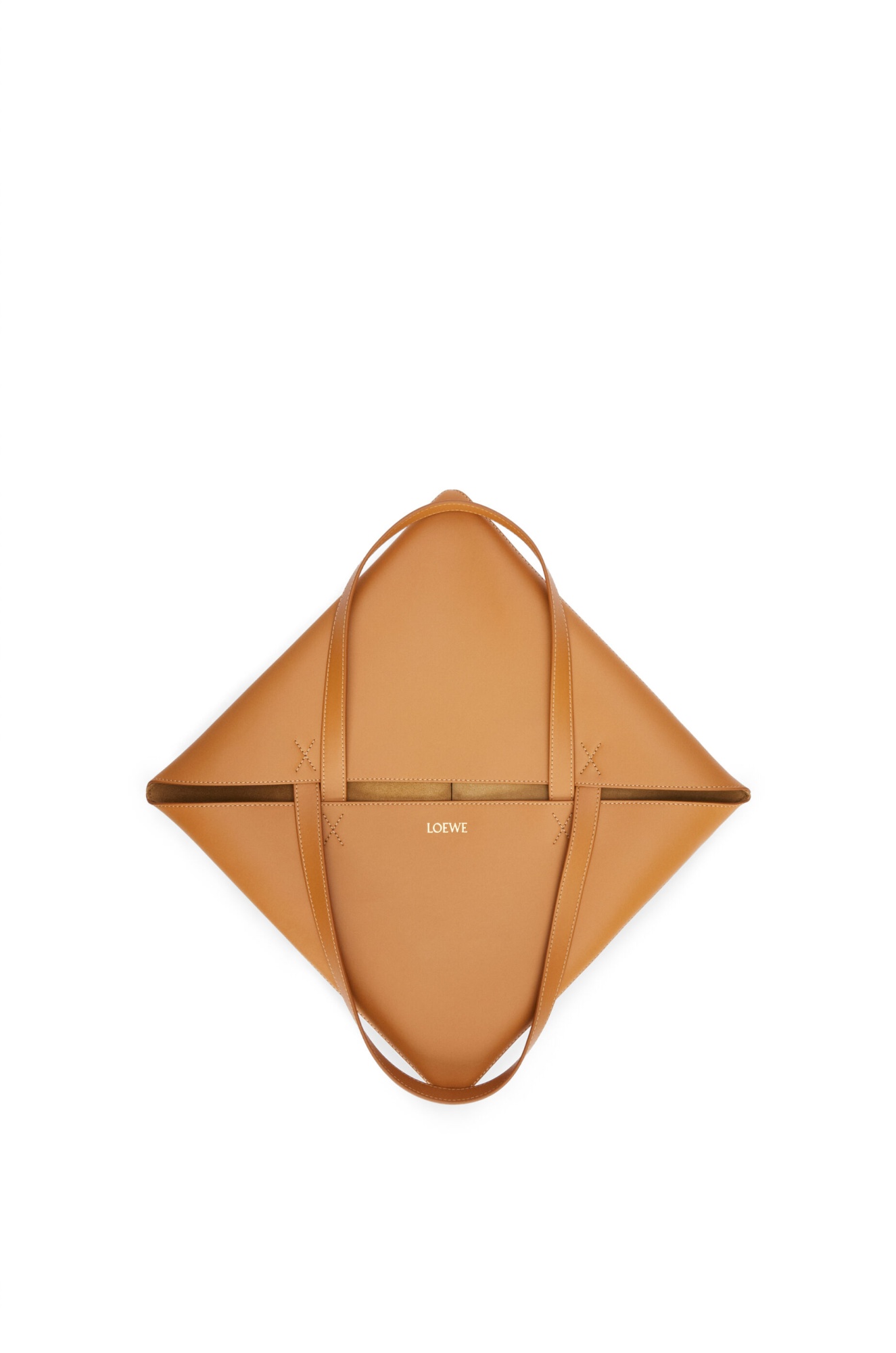 Loewe Xl Puzzle Fold Tote In Shiny Calfskin In Brown