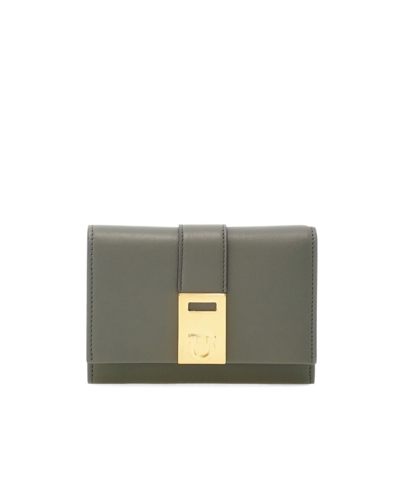 Ferragamo Hug Compact Wallet In Gray