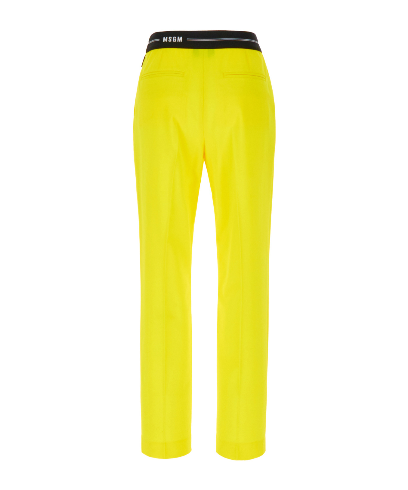 Msgm Pant Wool Central Pleats In Yellow
