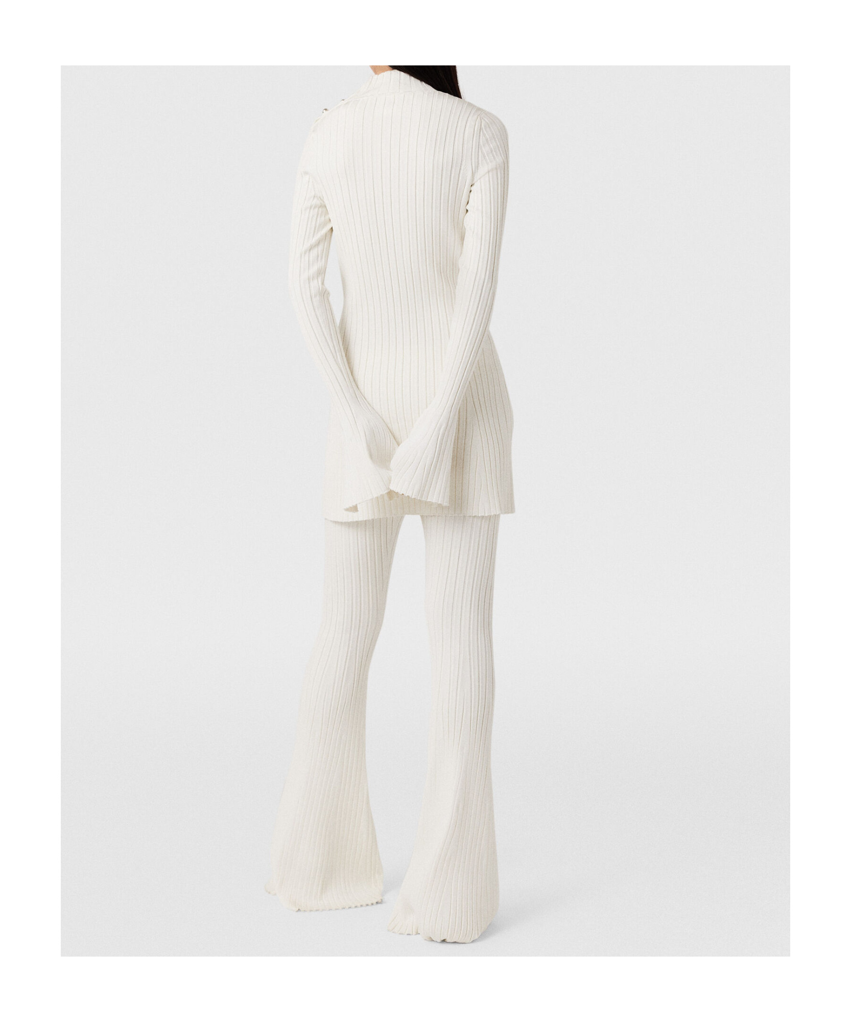 Stella Mccartney Ribbed Long Sleeve Mini Dress In White