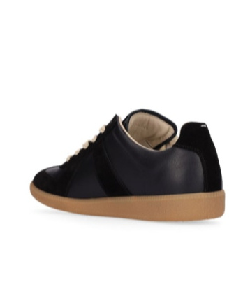 Maison Margiela Casual Low Top Sneakers With Suede Panels In Black