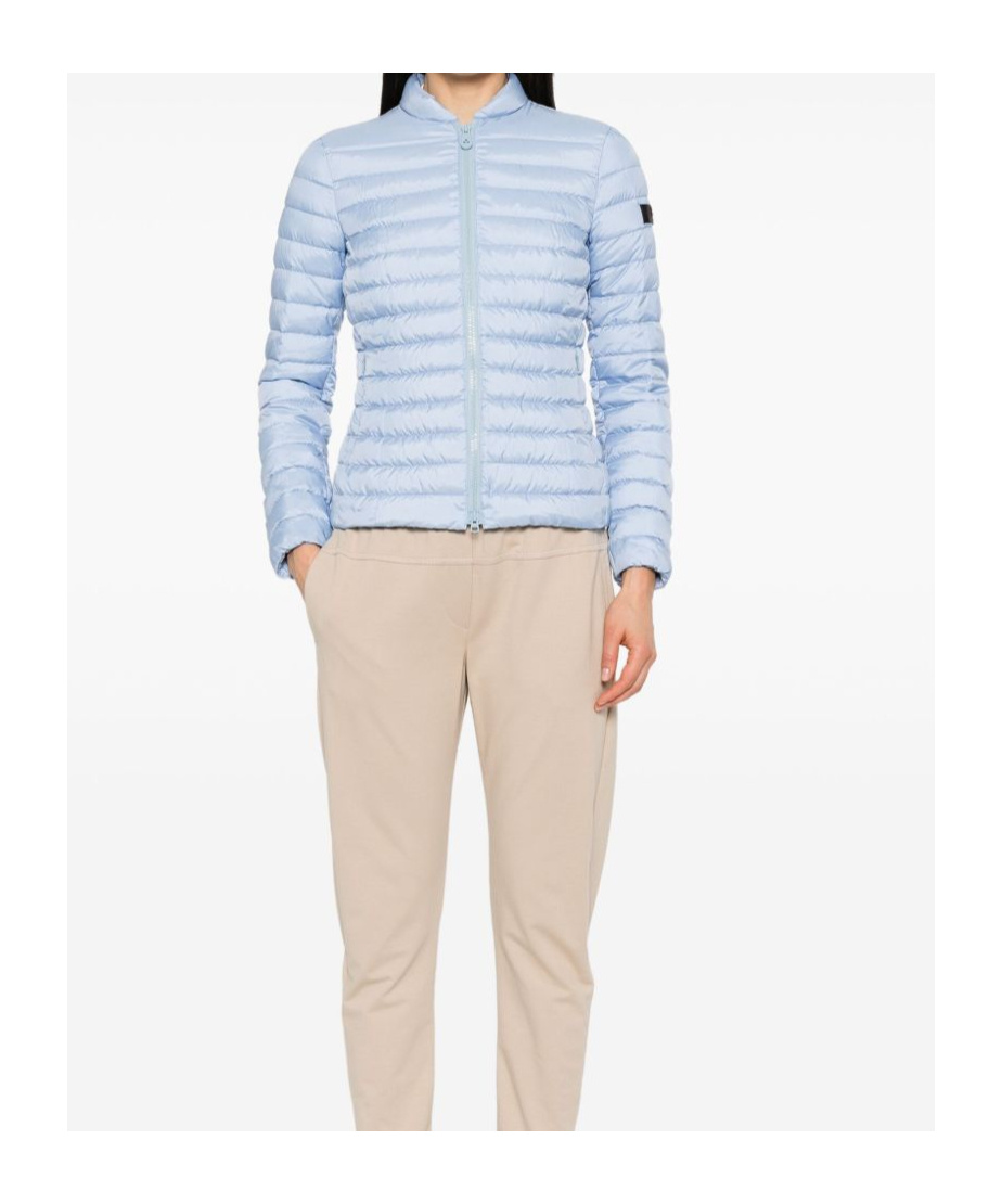 Peuterey Quilted Silver Jacket With Stand-up Collar In Blue