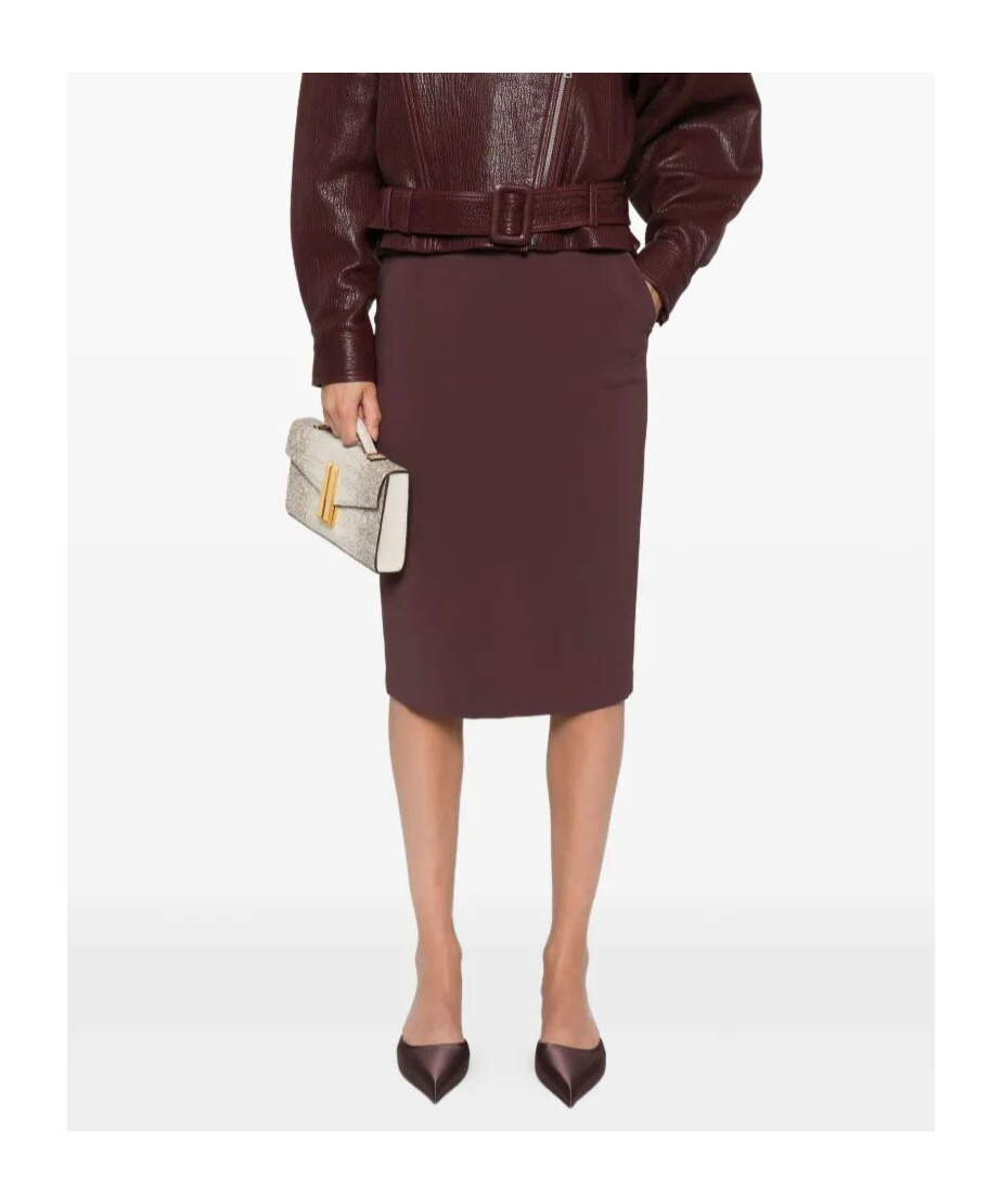 Elisabetta Franchi Button-fastening Pencil Skirt In Brown