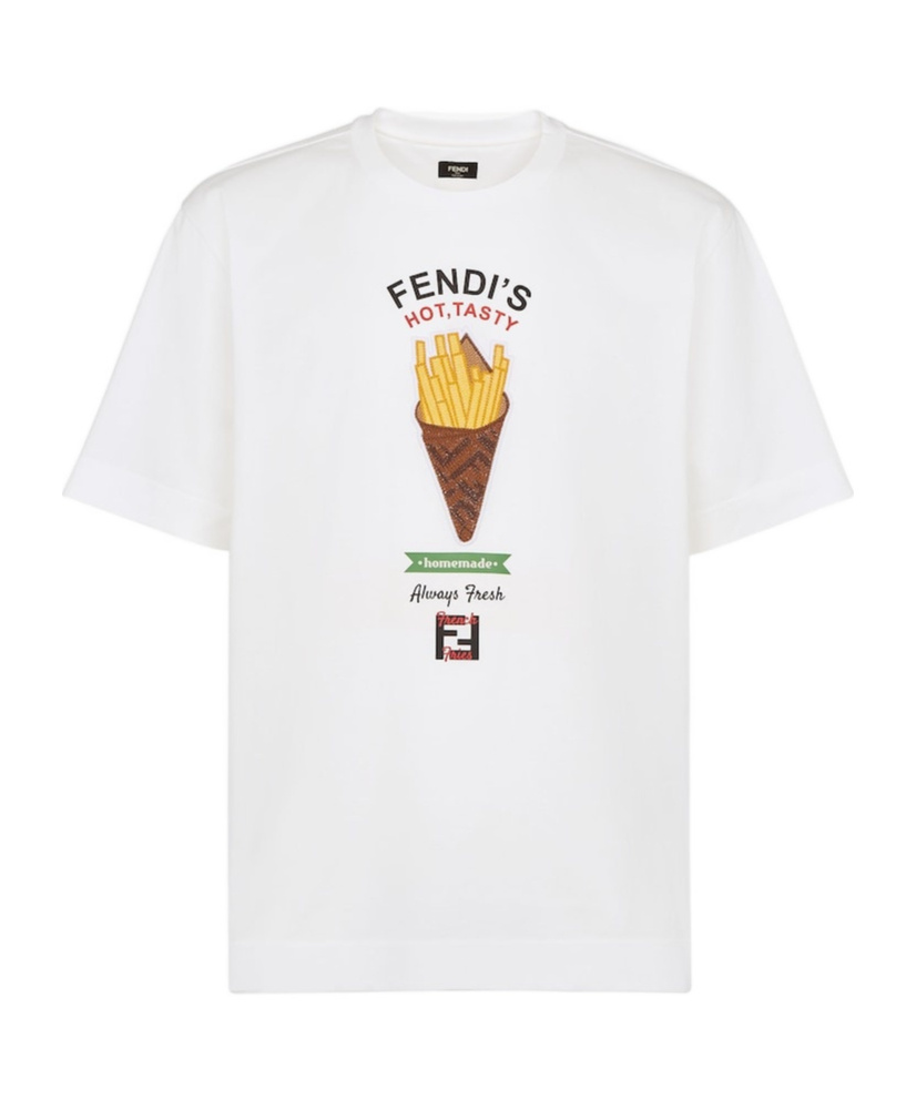 FENDI FENDI FENDILICIOUS MOTIF PRINTED CREWNECK T-SHIRT