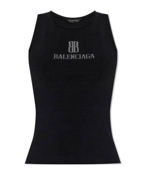 Balenciaga Women Logo Tank Top In Black