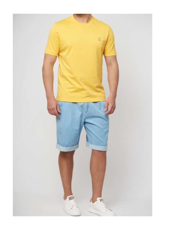 Brunello Cucinelli Logo-embroidered Cotton T-shirt In Yellow