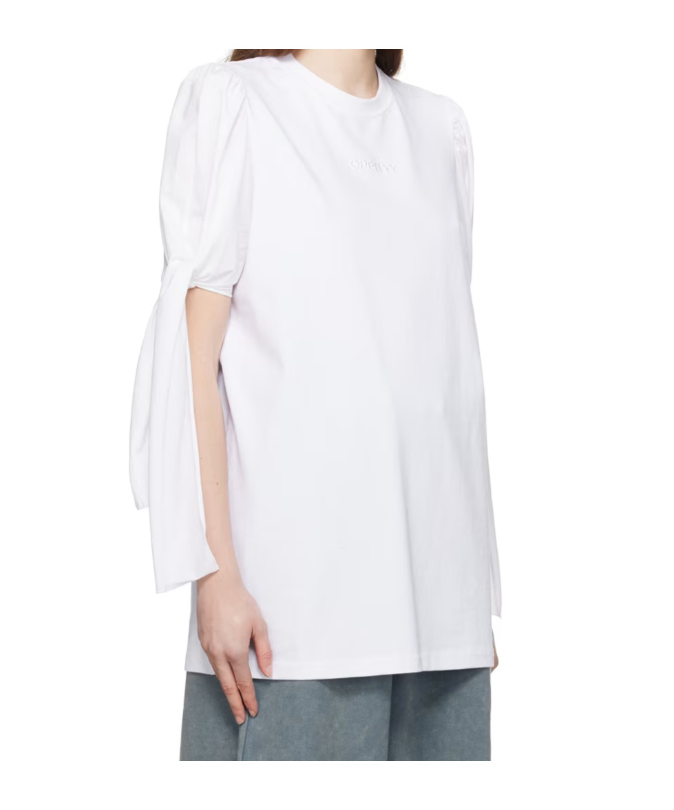 Open Yy Knotted T-shirt In White