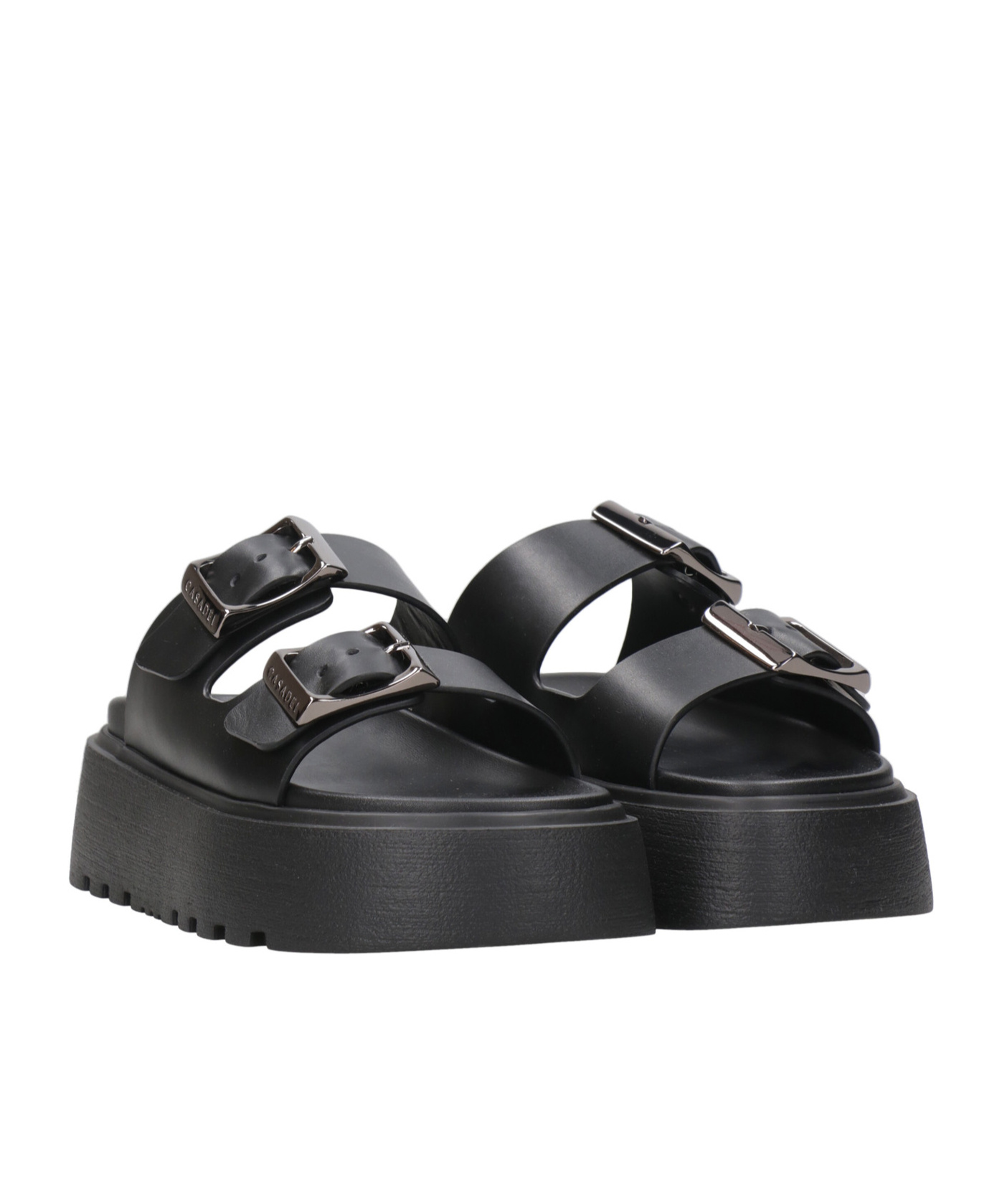 Casadei Florence Double-strap Chunky-sole Sandals In Black