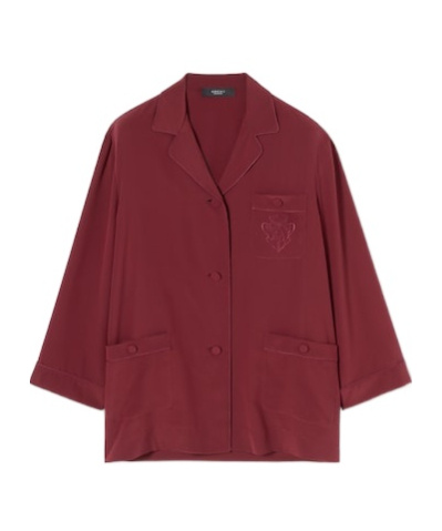 Gucci Silk Crpe De Chine Shirt With Embroidery In Burgundy