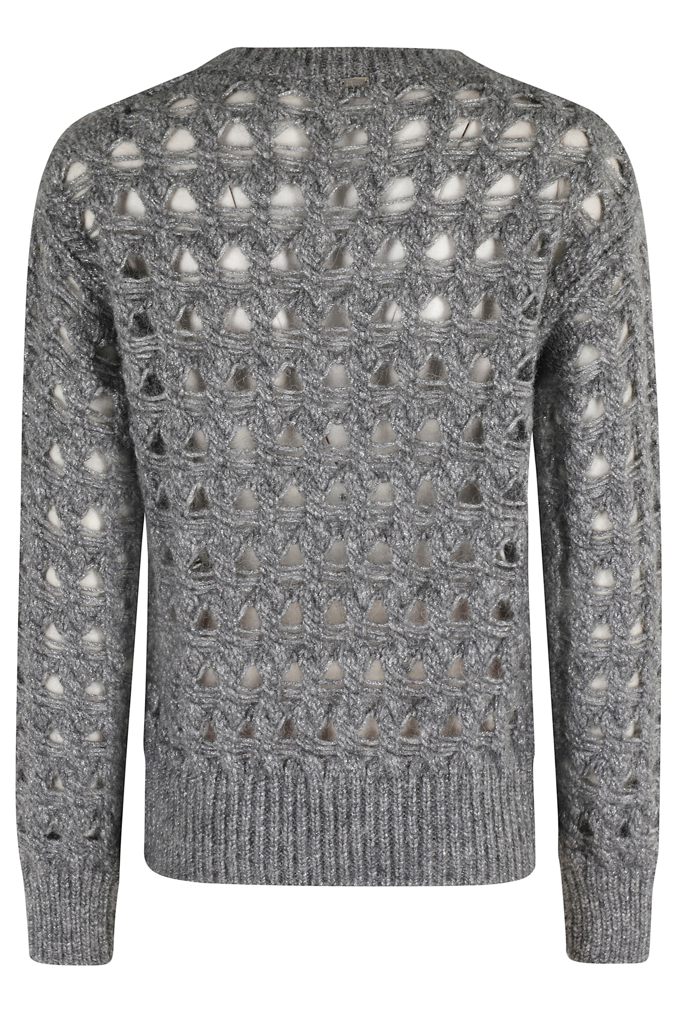 Herno Geometric-cutout Crew-neck Sweater In Gray