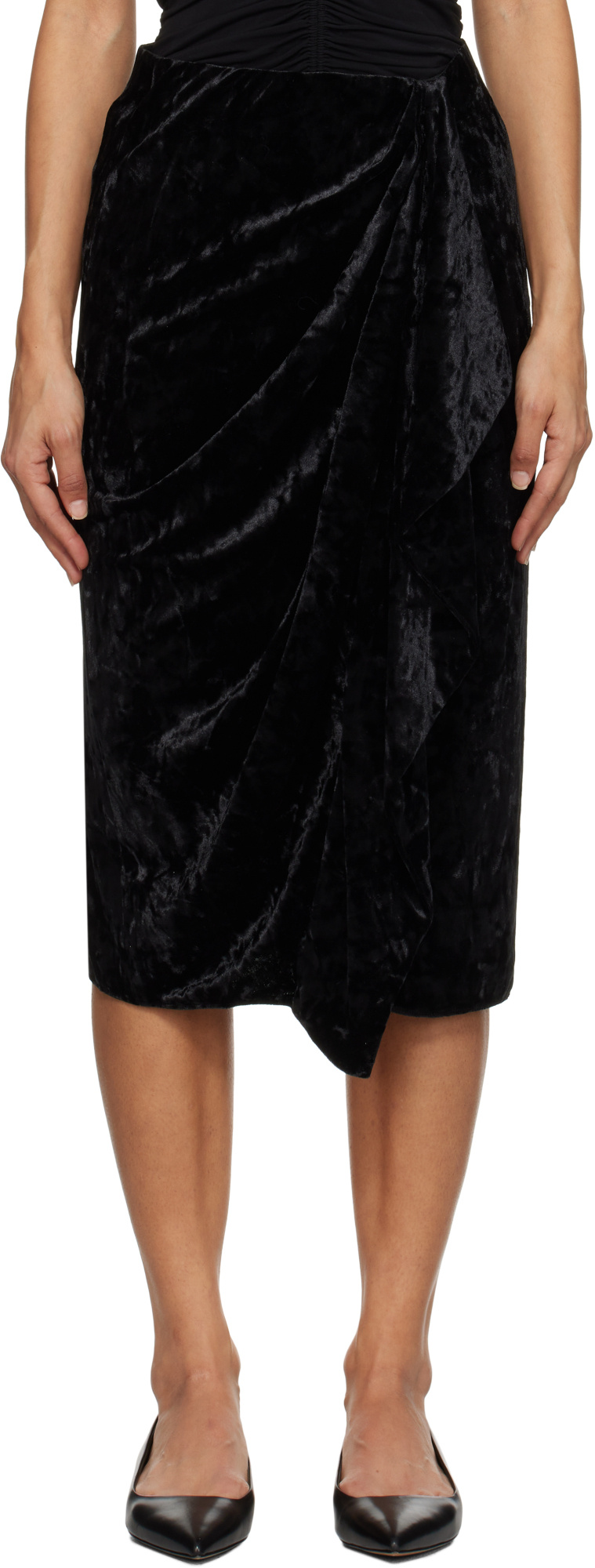 Isabel Marant Étoile Black Alyssa Midi Skirt In Black