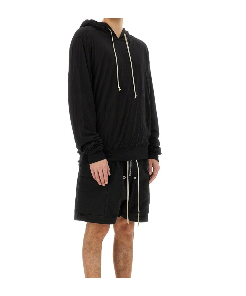 Rick Owens Drkshdw Asymmetrical Hem Long Sleeve Hoodie In Black