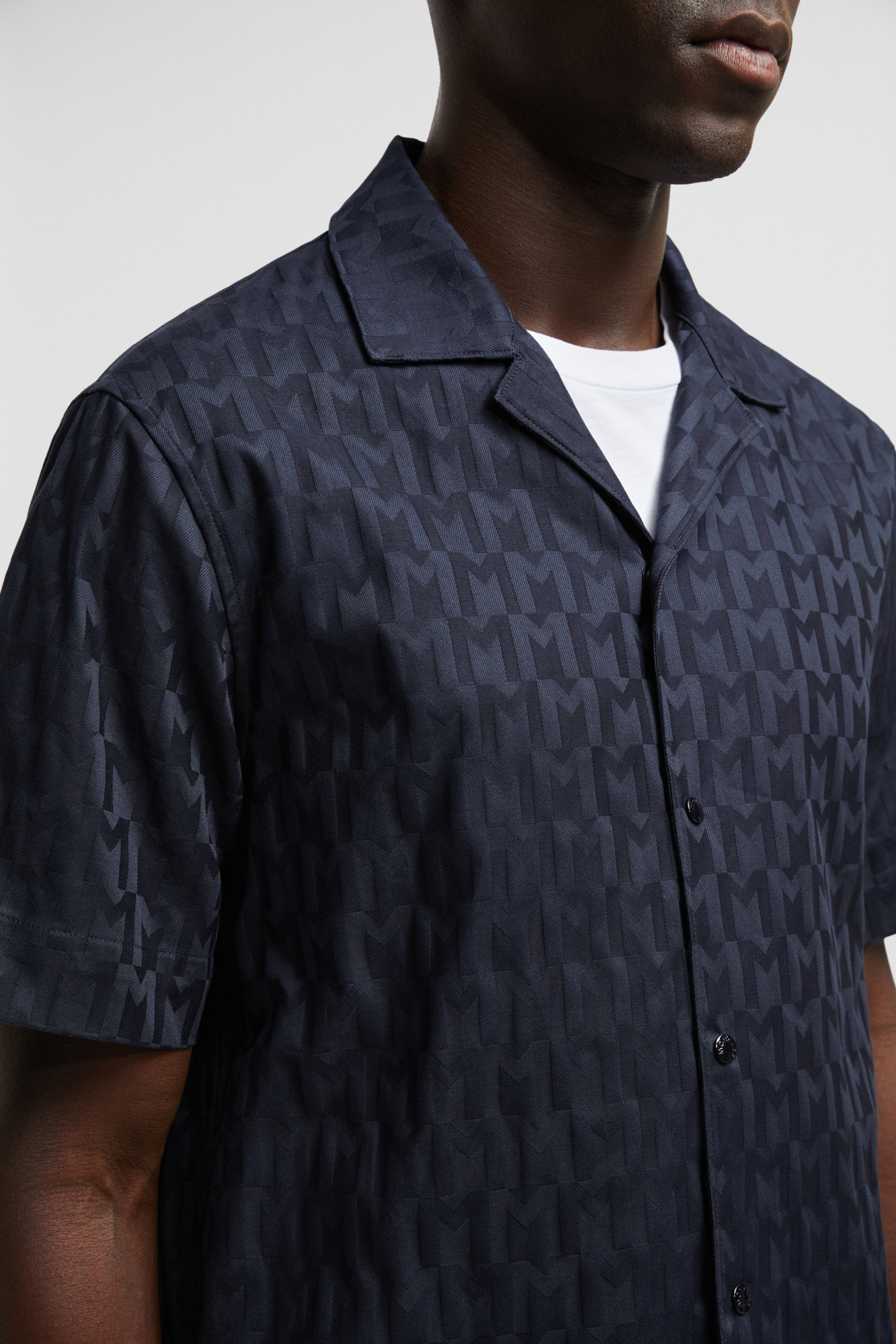 Moncler Chemise En Coton À Monogramme En Jacquard In Black