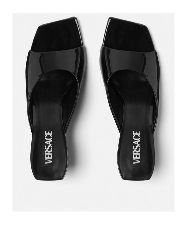 Shop Versace Leather Mules In Black