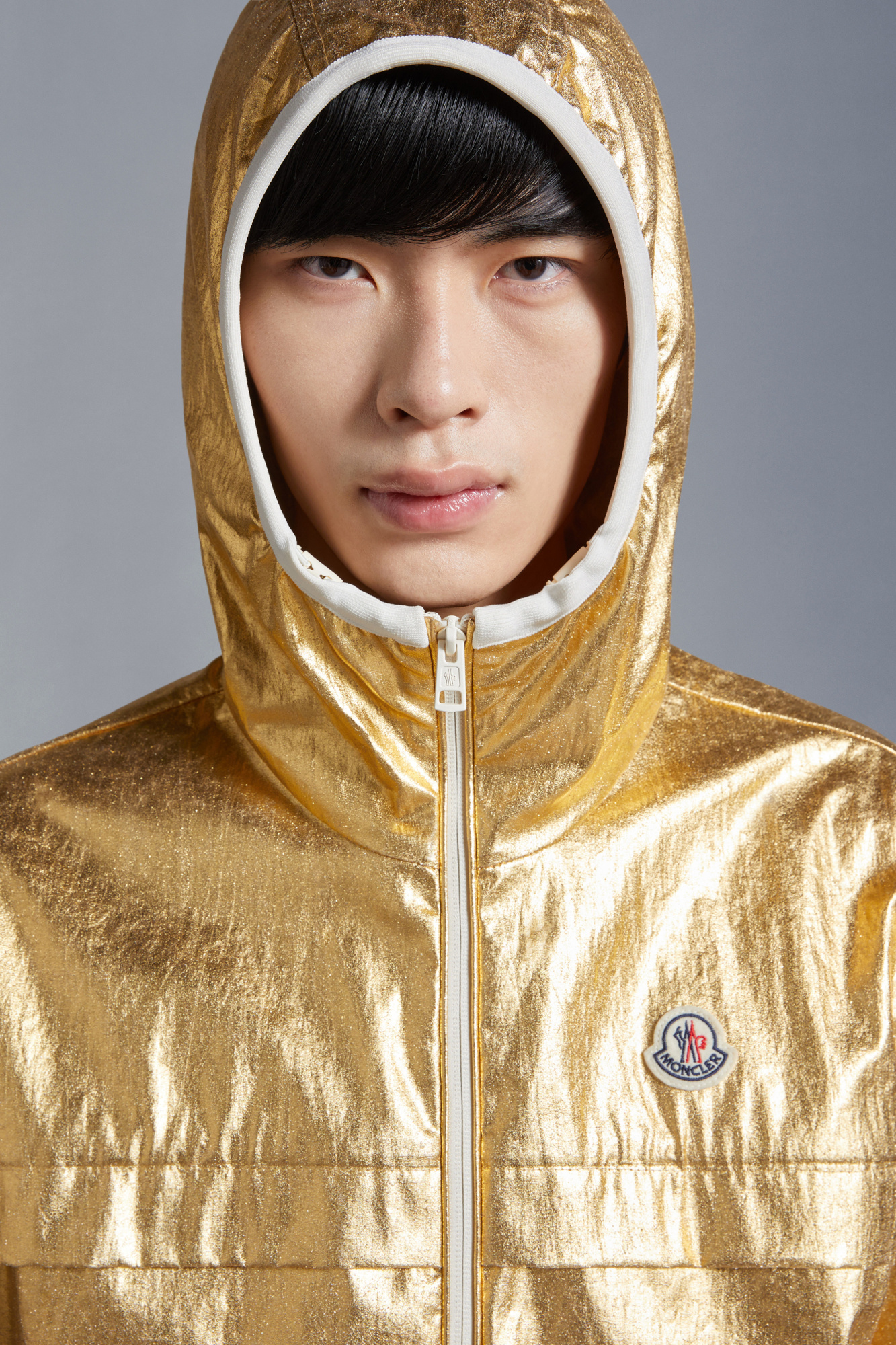 Moncler Roques Laminated Hooded Jacket In Yellow