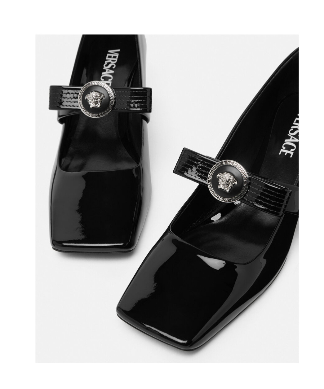 Versace Gianni Ribbon Embellished Patent-leather Pumps In Black