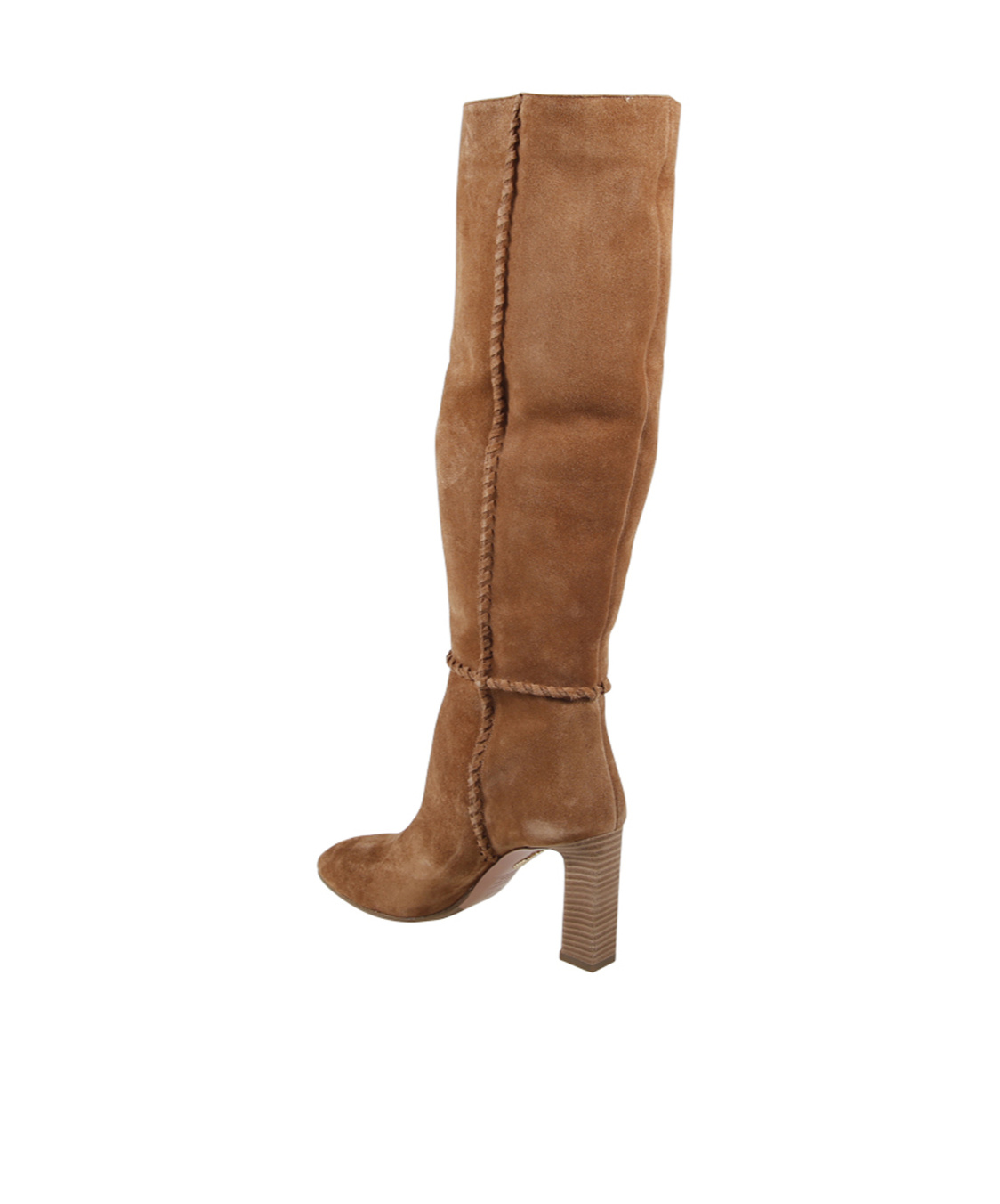 Aquazzura Indy 85 Whipstitched Suede Knee Boots In Brown