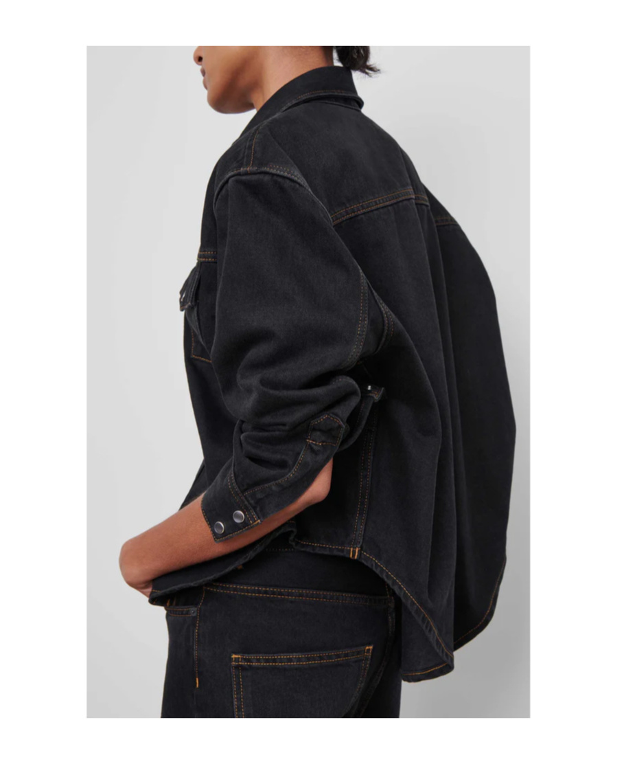 Wardrobe.nyc Denim Jacket With Chest Pockets In Black