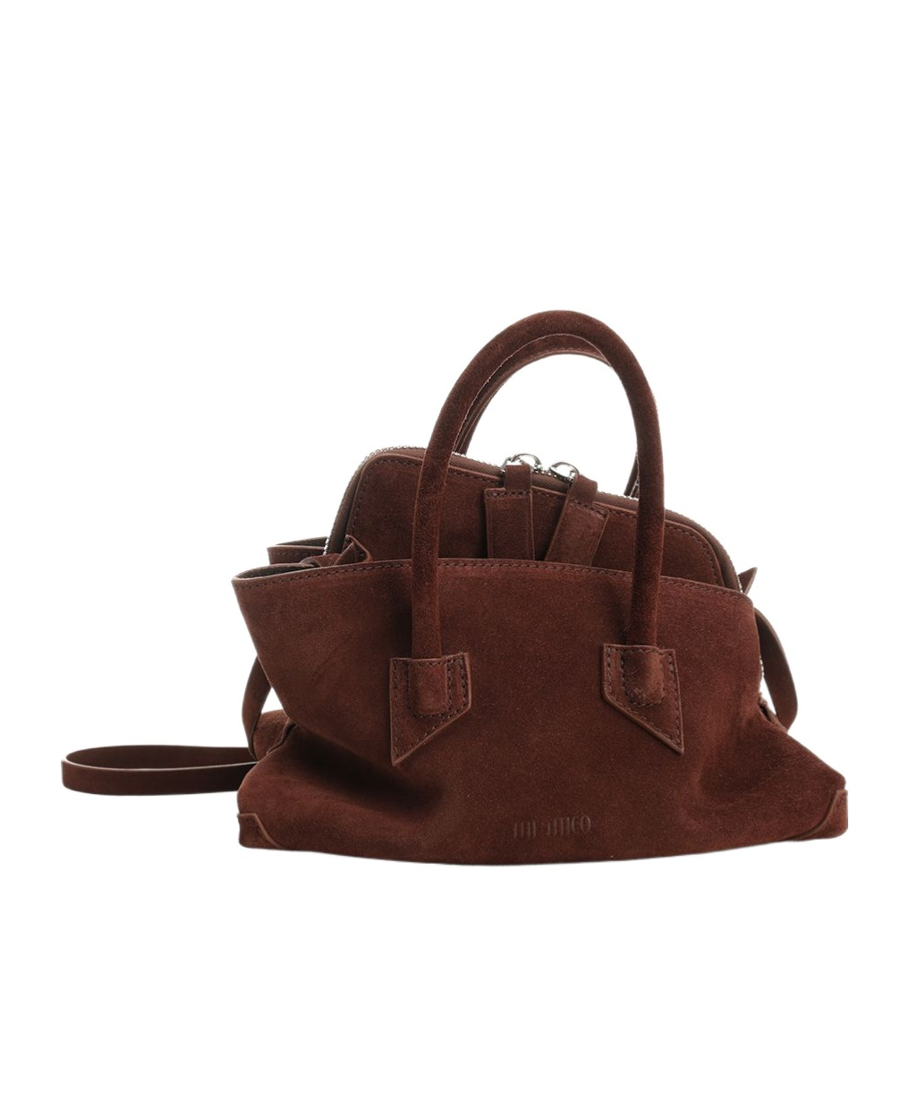 Attico La Passeggiata Mini Suede Handbags Brown In Brown