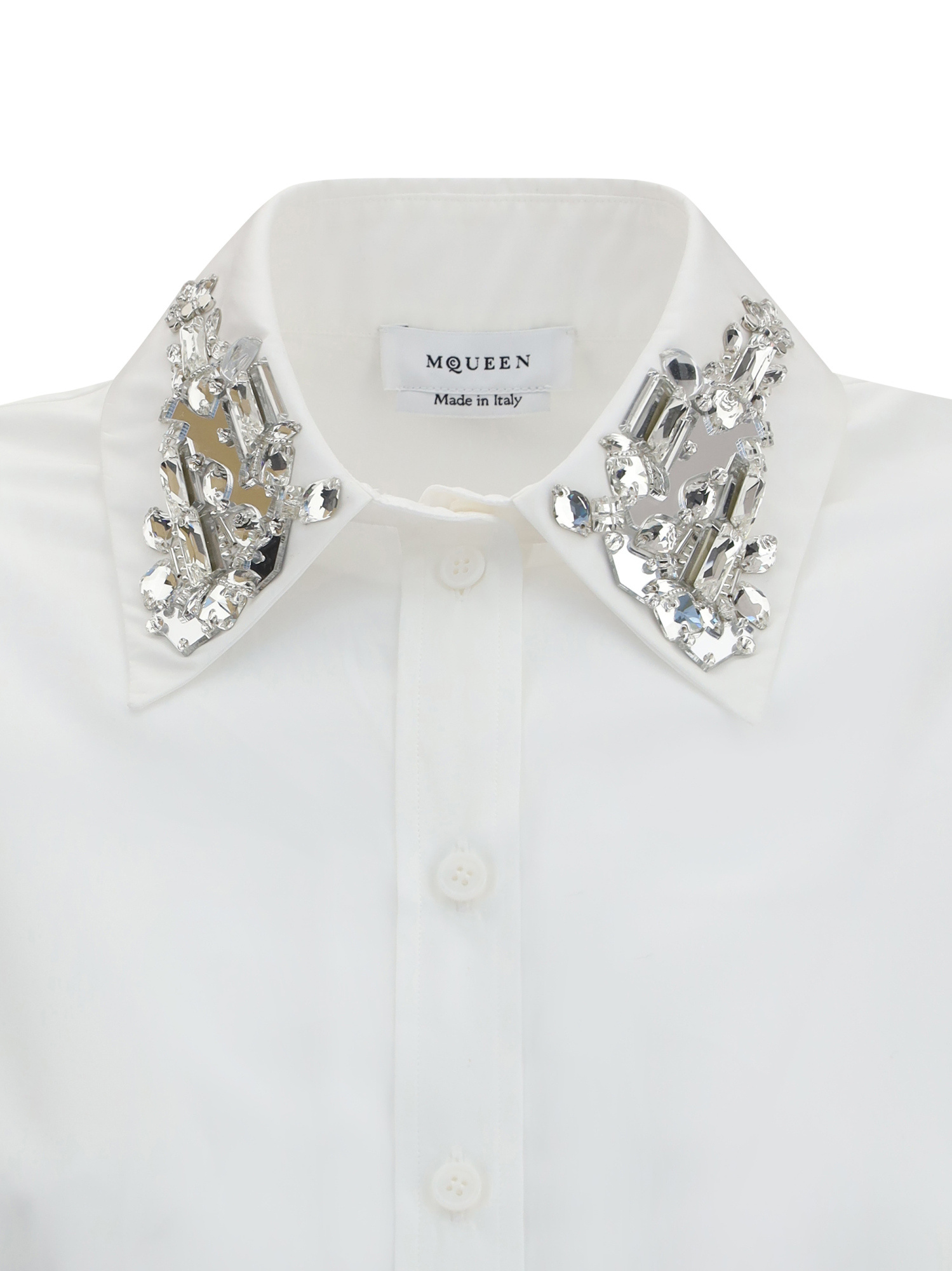 Alexander Mcqueen Long Sleeved Embellished Collar Shirt In White
