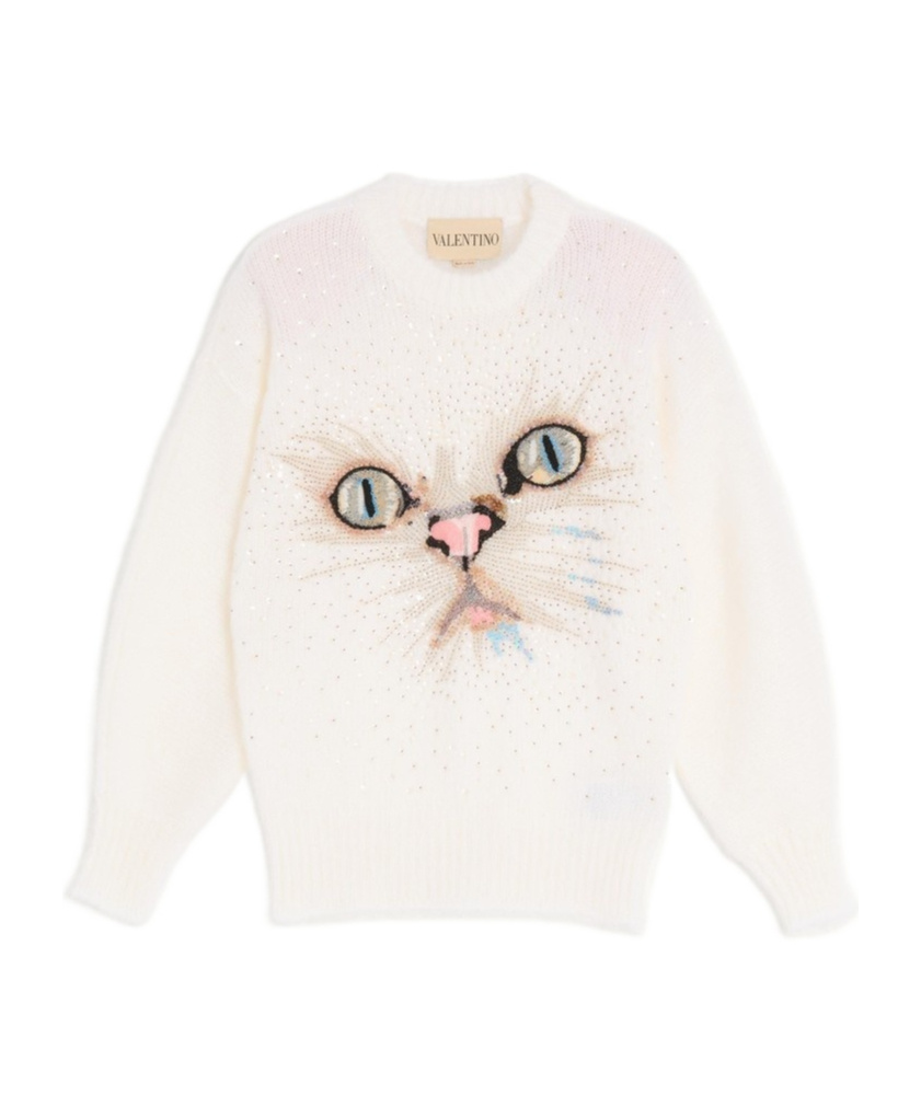 Valentino Long-sleeved Sweater In White