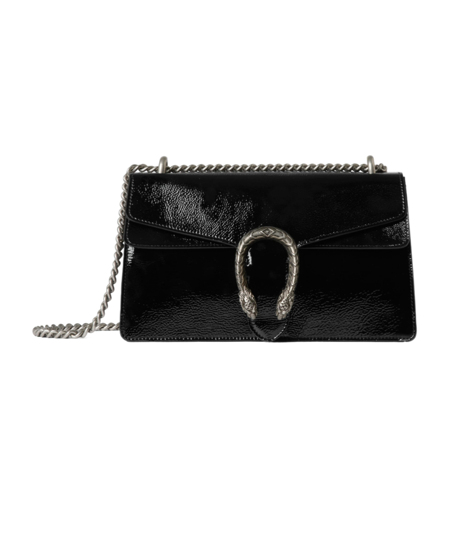 Gucci Dionysus Medium Patent Leather Shoulder Bag In Black