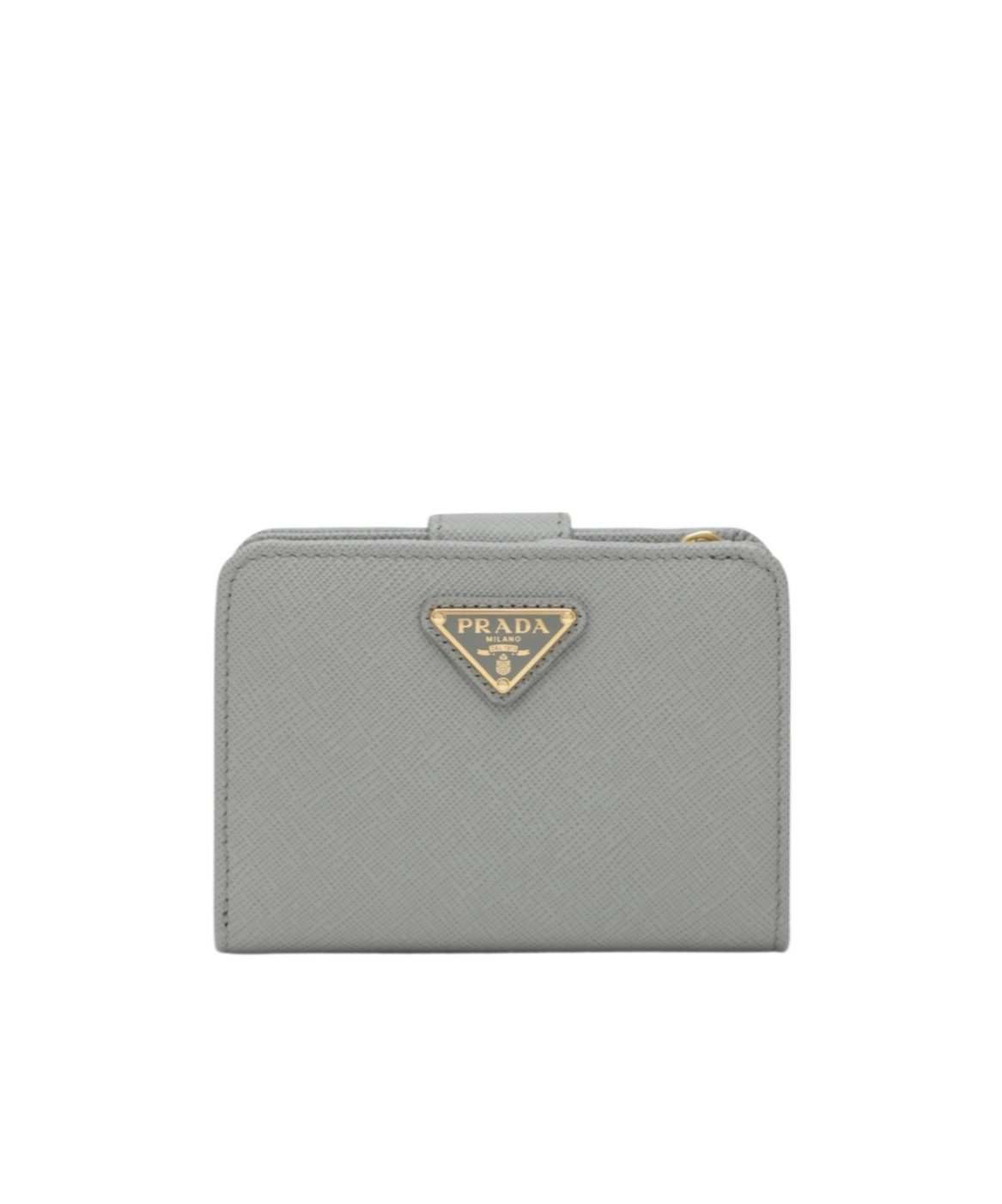 Prada Small Light Grey Saffiano Wallet In Gray