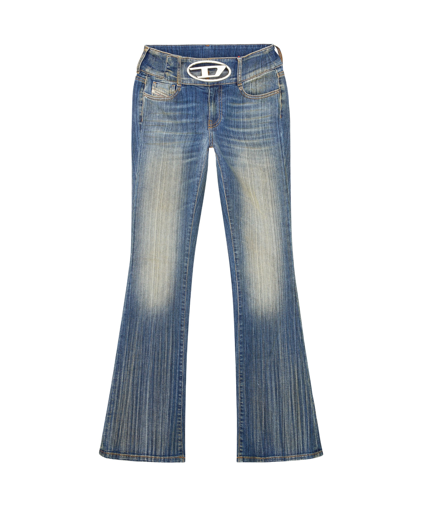 Diesel D-propol 0cbcx Mid-rise Flared Jeans In Blue