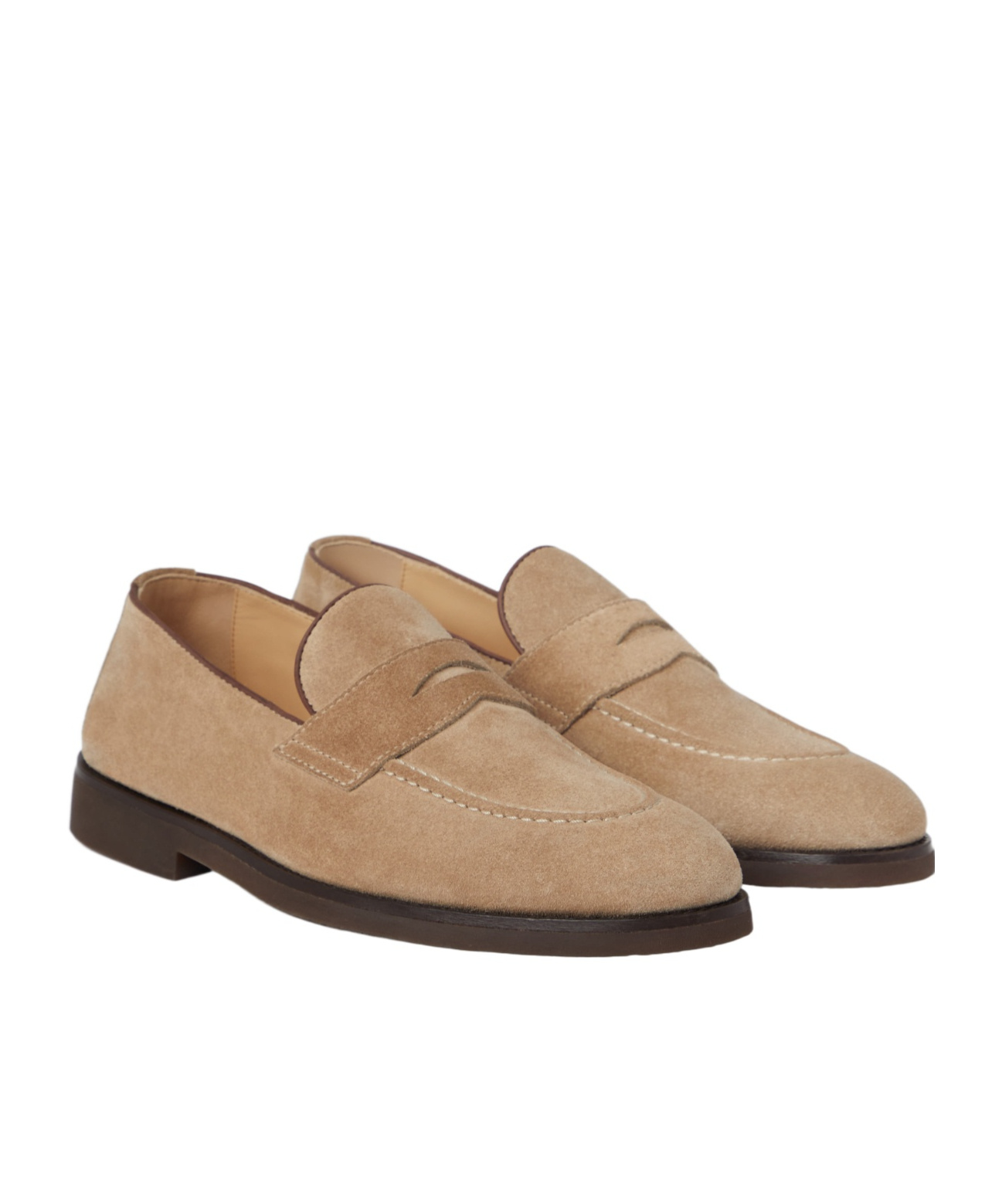 Brunello Cucinelli Suede Loafers In Nude
